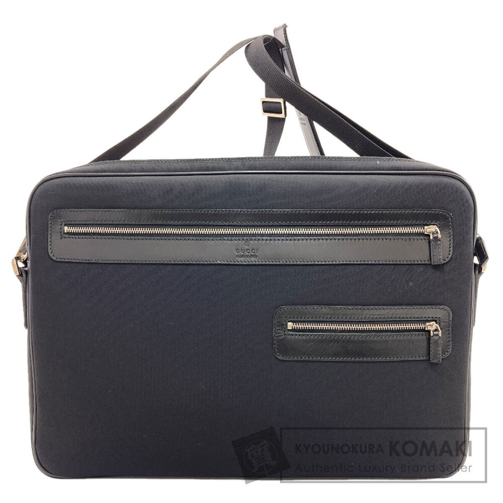 Gucci Black Leather Crossbody Messenger Laptop Bag leather